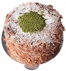 6 ile 9 kişilik Doğum günü yaş pastası siparişi Çikolatalı Fıstıklı yaş pasta